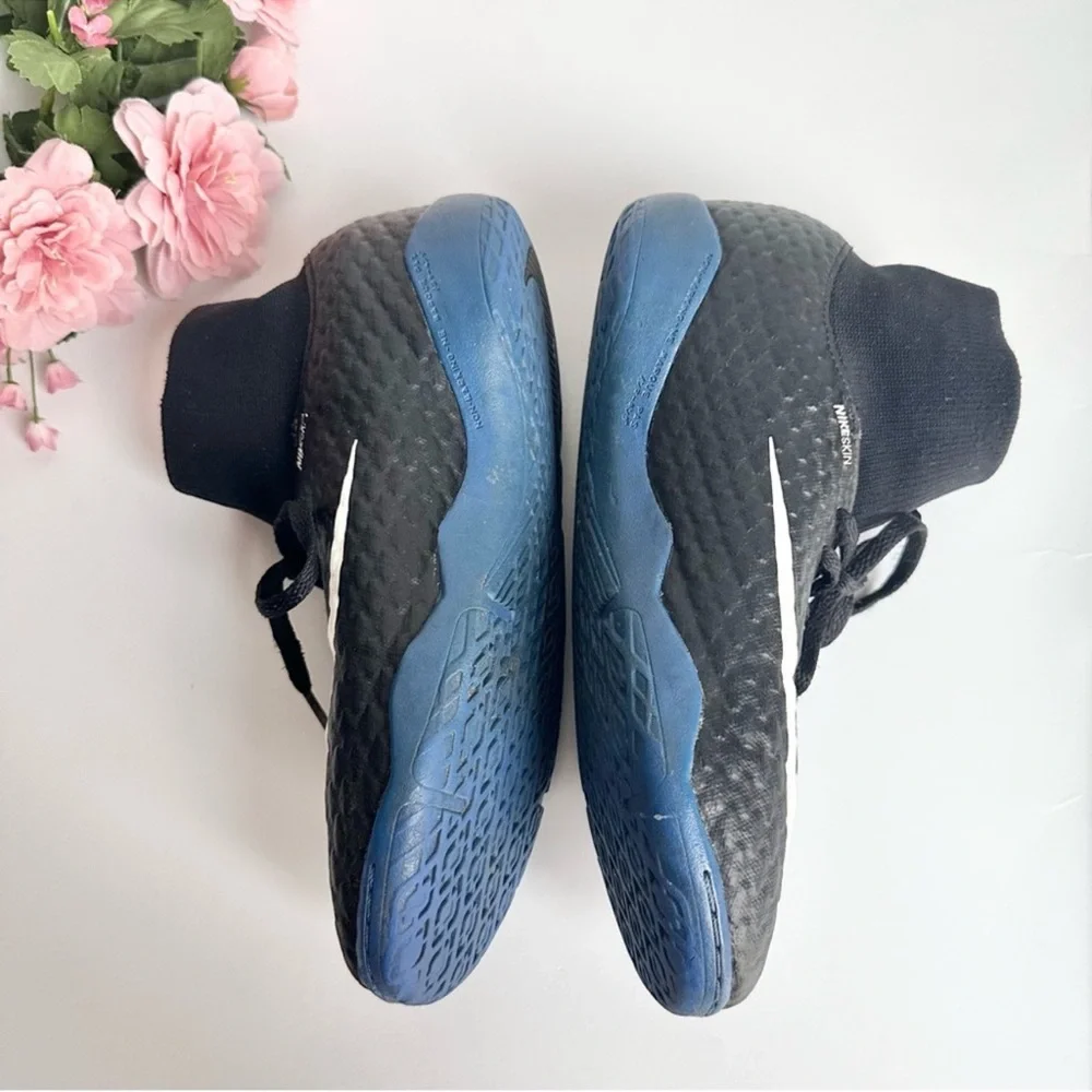 Nike Kids Jr. Hypervenomx Phelon III Dynamic Fit Black White Blue Indoor Shoes